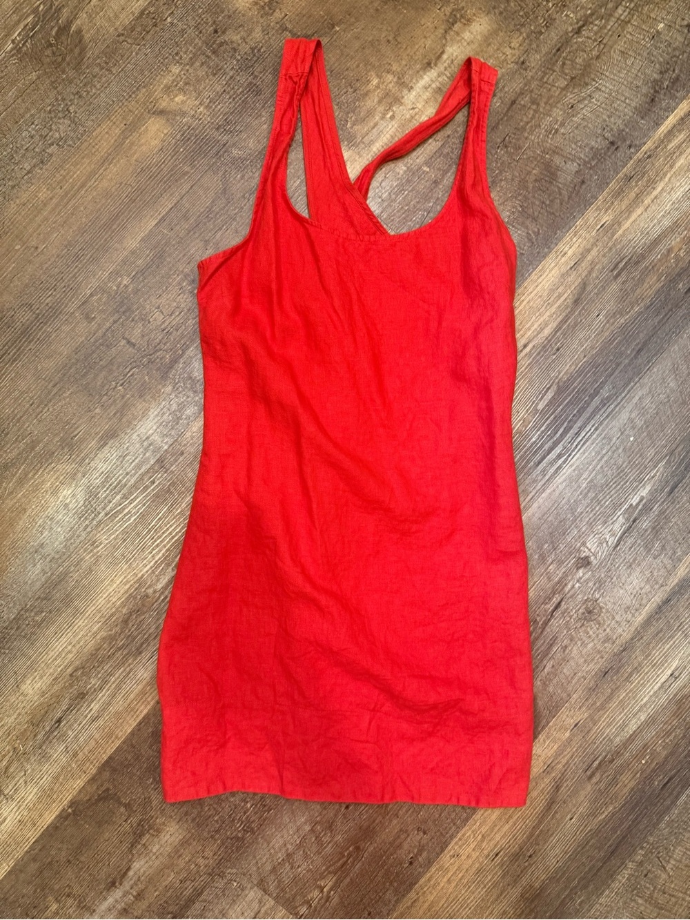 Madewell Cross-Back A-Line Mini Dress in Linen Red SZ 8 MSRP $98 - Picture 3 of 6